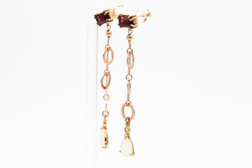 Oorbellen - 18 karaat Roségoud Granaat - Diamant, Sieraden, Tassen en Uiterlijk, Oorbellen