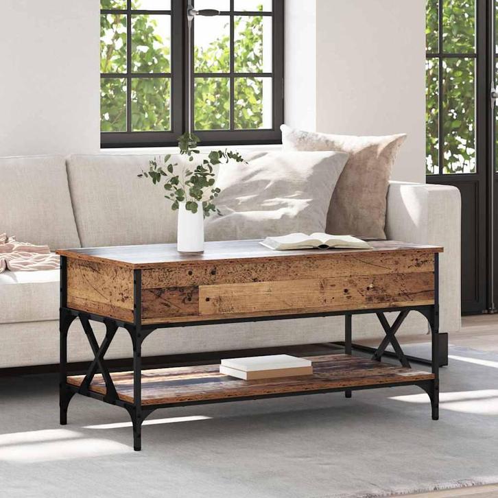 vidaXL Salontafel Oud Hout 100 x 50 x 50 cm Bewerkt hout, Huis en Inrichting, Slaapkamer | Nachtkastjes, Nieuw, 45 tot 65 cm, Hout