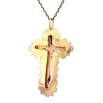 Gouden vintage kruis hanger met bloedkoraal 14 krt, Sieraden, Tassen en Uiterlijk, Kettinghangers, Ophalen of Verzenden, Nieuw