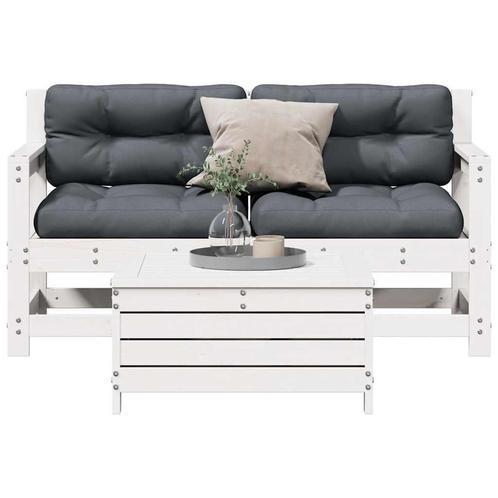vidaXL 3-delige Loungeset met kussens massief grenenhout wit, Tuin en Terras, Tuinsets en Loungesets, Loungeset, Nieuw, Verzenden