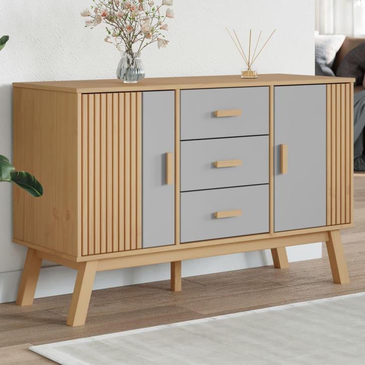 vidaXL Dressoir OLDEN 114x43x73,5 cm massief grenenhout, Huis en Inrichting, Kasten | Dressoirs, 25 tot 50 cm, Nieuw, 100 tot 150 cm