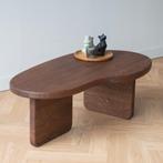 Nordura donker eiken ovale salontafel, 100 tot 150 cm, Organische vorm japandi stijl, Eikenhout, Nieuw