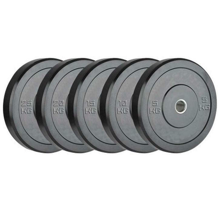 Bumper Plates voordeelset 200 kg met - 40 % korting, Sport en Fitness, Fitnessmaterialen, Halterschijven, Nieuw, Armen, Benen