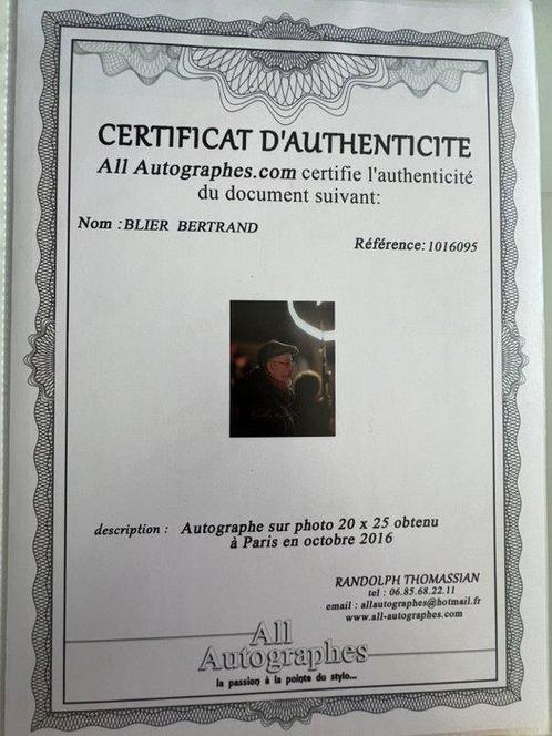 Bertrand Blier - Autographe, Verzamelen, Film en Tv