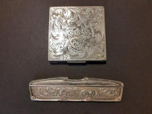 Toiletset (2) - .800 zilver - Portacipria en kam, Antiek en Kunst, Antiek | Goud en Zilver