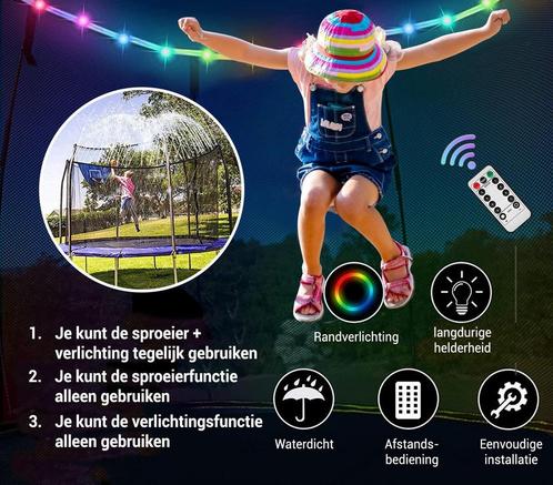 Trampoline sproeier - verlichting - net bevestiging - Ø244c, Kinderen en Baby's, Speelgoed | Buiten | Trampolines, Nieuw, Ophalen of Verzenden