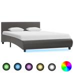 vidaXL Bedframe met LED kunstleer grijs 120x200 cm, Overige materialen, Verzenden, Nieuw, Twijfelaar