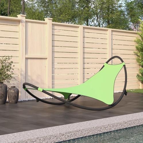 vidaXL Ligbed schommelend met wieltjes staal en textileen, Tuin en Terras, Ligbedden, Nieuw, Verzenden