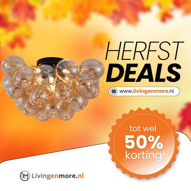 Plafondlamp Grape – Moderne amber glas lamp, Huis en Inrichting, Lampen | Plafondlampen, Nieuw, Verzenden