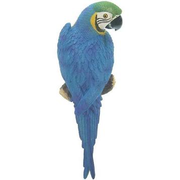 Dierenbeeld blauwe ara papegaai vogel 31 cm tuinbeeld hang..