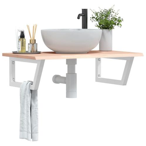 vidaXL Badkamer wandschap staal en massief eikenhout, Huis en Inrichting, Tafels | Kaptafels, Nieuw, Verzenden