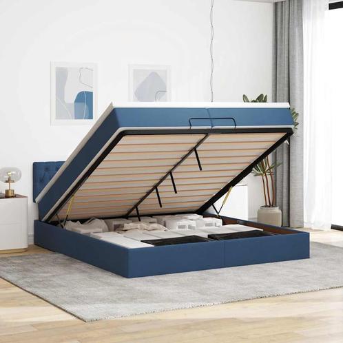 vidaXL Ottoman bed met matras 200x200 cm stof blauw, Huis en Inrichting, Slaapkamer | Bedden, Overige maten, 200 cm, Blauw, Tweepersoons