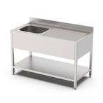 HCB Spoeltafel - dubbele spoelbakken links - 160 cm - RVS, Verzenden, Nieuw in verpakking, RVS Meubilair