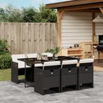 vidaXL 7-delige Tuinset met kussens poly rattan zwart, 6 zitplaatsen, Nieuw, Tuinset, Verzenden