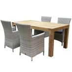 Capri Krista dining tuinset 180x95xH77,5 cm 5-delig wit, Tuin en Terras, Tuinsets en Loungesets, Ophalen of Verzenden, Nieuw