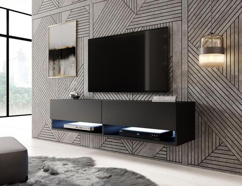 TV-Meubel Asino LED mat zwart - 140 cm, Huis en Inrichting, Kasten | Televisiemeubels, 25 tot 50 cm, Nieuw, Overige materialen