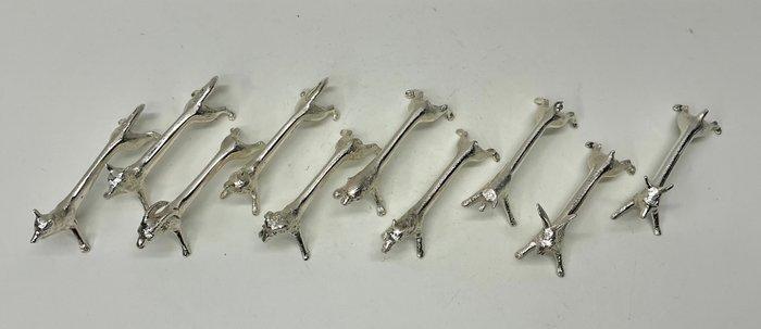 Set van 10 art deco verzilverde messenleggers dierenfiguren, Antiek en Kunst, Kunst | Designobjecten