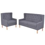 vidaXL Bankstel stof grijs 2-delig, Huis en Inrichting, Banken | Bankstellen, Verzenden, Nieuw, Minder dan 150 cm, Stof
