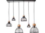 Brilliant Avia - Hanglamp - E27 max 6x40W - Zwart/Houtkleur, Verzenden, Nieuw