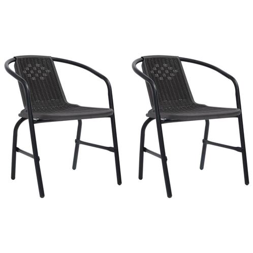 vidaXL Tuinstoelen 2 st 110 kg kunststof rattan en staal, Tuin en Terras, Tuinstoelen, Nieuw, Metaal, Verzenden
