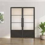Dubbele stalen taatsdeur - 3 Vlaks met kickplate  - Mat glas, Doe-het-zelf en Verbouw, Deuren en Horren, Minder dan 80 cm, Overige typen