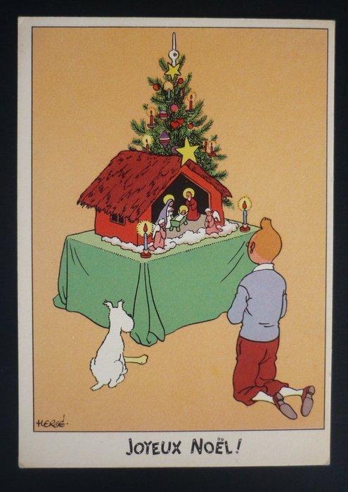 Hergé - 1 Feestelijke ansichtkaart - Tintin - Tintin et, Boeken, Stripboeken