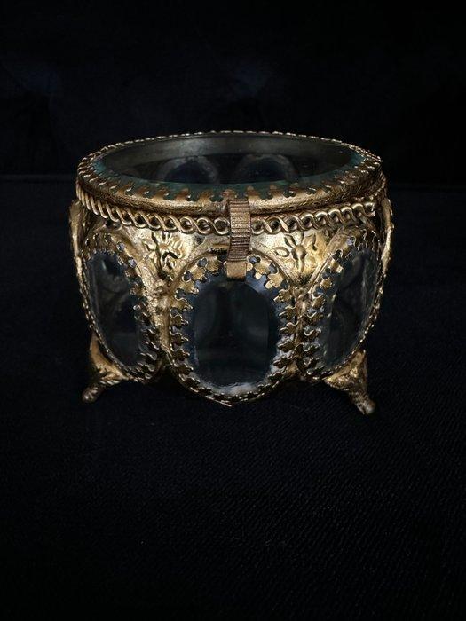 Sieradendoos - Napoleon III - Sieradendoos – Gevelde Glas &, Antiek en Kunst, Curiosa en Brocante
