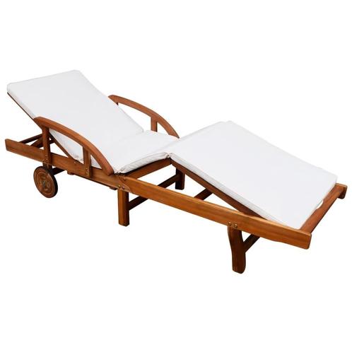 vidaXL Ligbed met kussen massief acaciahout, Tuin en Terras, Ligbedden, Nieuw, Verzenden
