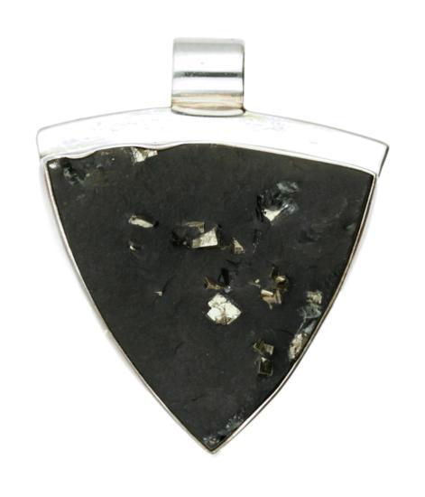 Zilveren Pyriet in Leisteen edelsteen punt XL hanger, Sieraden, Tassen en Uiterlijk, Kettinghangers, Nieuw, Verzenden