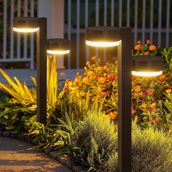 Solar Pathway Lights Outdoor, 4 Pack Bright Dual-Head Solar, Huis en Inrichting, Lampen | Overige, Nieuw, Verzenden
