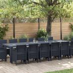 vidaXL 15-delige Tuinset met kussens poly rattan antraciet, Tuin en Terras, Tuintafels, Verzenden, Nieuw, Kunststof