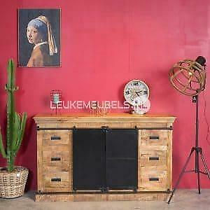 Mangohouten dressoir Emma, leverbaar in meerdere maten., Huis en Inrichting, Kasten | Dressoirs, 100 tot 150 cm, 25 tot 50 cm