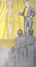 Spotprent over mode in tijden van recessie (lijst optie), Antiek en Kunst, Kunst | Litho's en Zeefdrukken, Verzenden