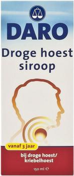DARO DROGE HOEST SIROOP VANAF 3 JAAR FLES 150 ML, Verzenden, Nieuw