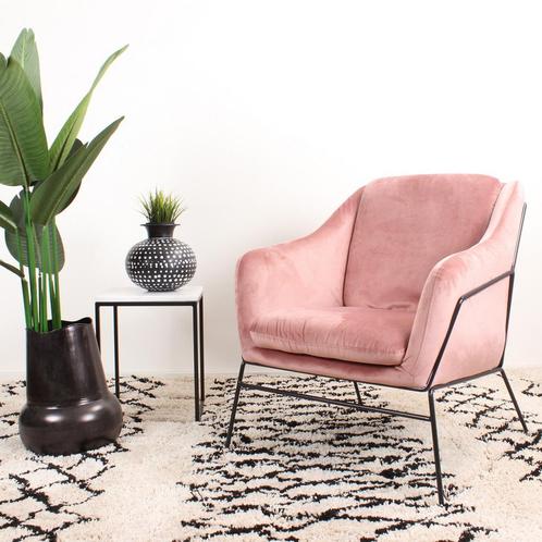 Eetkamerstoel  Velvet Roze - Armstoel Roze  - Stoel Roze, Huis en Inrichting, Stoelen, Nieuw, Ophalen of Verzenden