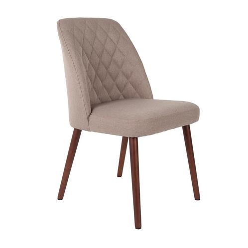 *WOONWINKEL* Beige Eetkamerstoel Met Houten Poten, Huis en Inrichting, Stoelen, Nieuw, Stof, Verzenden