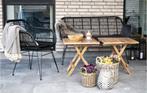 Zwarte rotan tuinbank | Rattan | Met zitkussens, Verzenden, Nieuw
