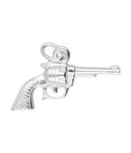 Zilveren Revolver middel ketting hanger, Sieraden, Tassen en Uiterlijk, Nieuw, Verzenden