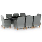 vidaXL 9-delige Tuinset met kussens poly rattan lichtgrijs, Tuin en Terras, Nieuw, 8 zitplaatsen, Tuinset, Verzenden