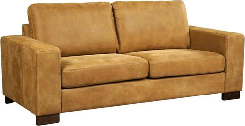Cognac leren moderne 2.5-zitsbank - poot hout bruin - Kenia, Huis en Inrichting, Banken | Bankstellen, 200 tot 250 cm, 75 tot 100 cm
