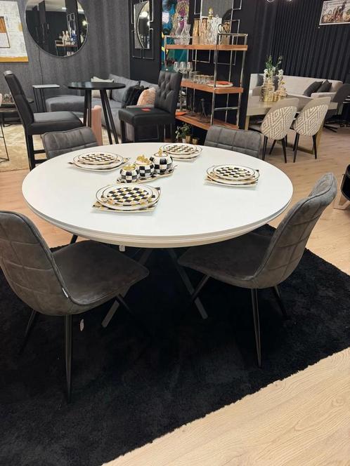 Witte ronde eettafel 130 cm, Huis en Inrichting, Tafels | Eettafels, Nieuw, Ophalen