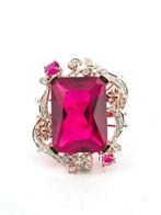 Zonder Minimumprijs - Ring - 9 kt. Roségoud, Zilver Robijn -, Sieraden, Tassen en Uiterlijk, Ringen, Nieuw