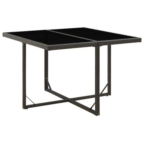 vidaXL Tuintafel 109x107x74 cm poly rattan en glas zwart, Tuin en Terras, Tuintafels, Nieuw, Verzenden