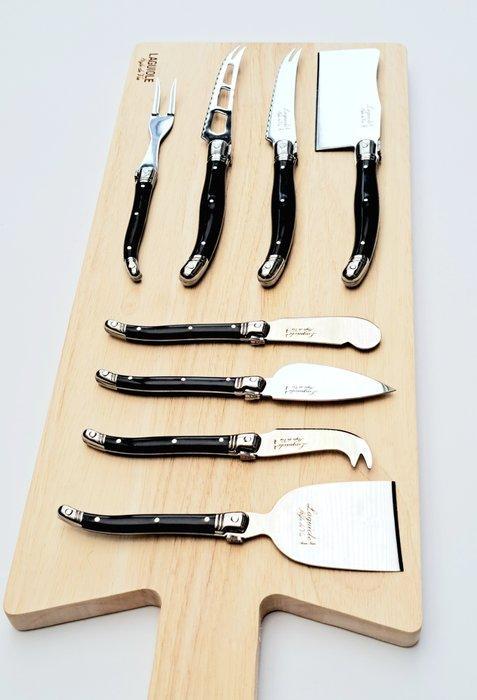 Laguiole - 8x Cheese knives - Wood Serving Board - Black -, Antiek en Kunst, Antiek | Keukenbenodigdheden