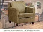 Leren fauteuil Smart - Kenia Olive (olijf) - Poten hout, Nieuw, Ophalen of Verzenden, Bohemian, Eigentijds, Modern, Retro, 50 tot 75 cm