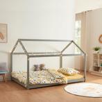 [en.casa] Kinderbed Cerro huisbed met bedbodem 120x200 cm gr, Kinderen en Baby's, Kinderkamer | Bedden, Verzenden, Nieuw