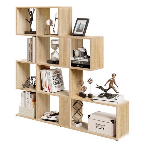 Stellingkast 4 Niveaus – Traptrede Boekenkast Wit/Licht Eik, Huis en Inrichting, Kasten | Stellingkasten, Nieuw, Verzenden