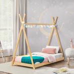 [en.casa] Kinderbed Vimpeli tipi bamboe 80x160 cm houtkleuri, Huis en Inrichting, Slaapkamer | Bedden, Verzenden, Nieuw