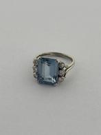 Witgouden ring met diamanten en aquamarijn - natuurlijk, Sieraden, Tassen en Uiterlijk, Ringen, Nieuw