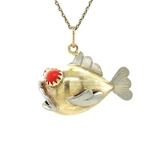 Bicolour gouden vintage vis hanger met kleursteen 14 kt, Ophalen of Verzenden, Nieuw